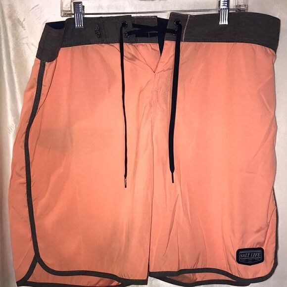 Salt Life Men's Vapor Short Drawstring Waist Orange Boardshort Size 36 - Picture 1 of 10